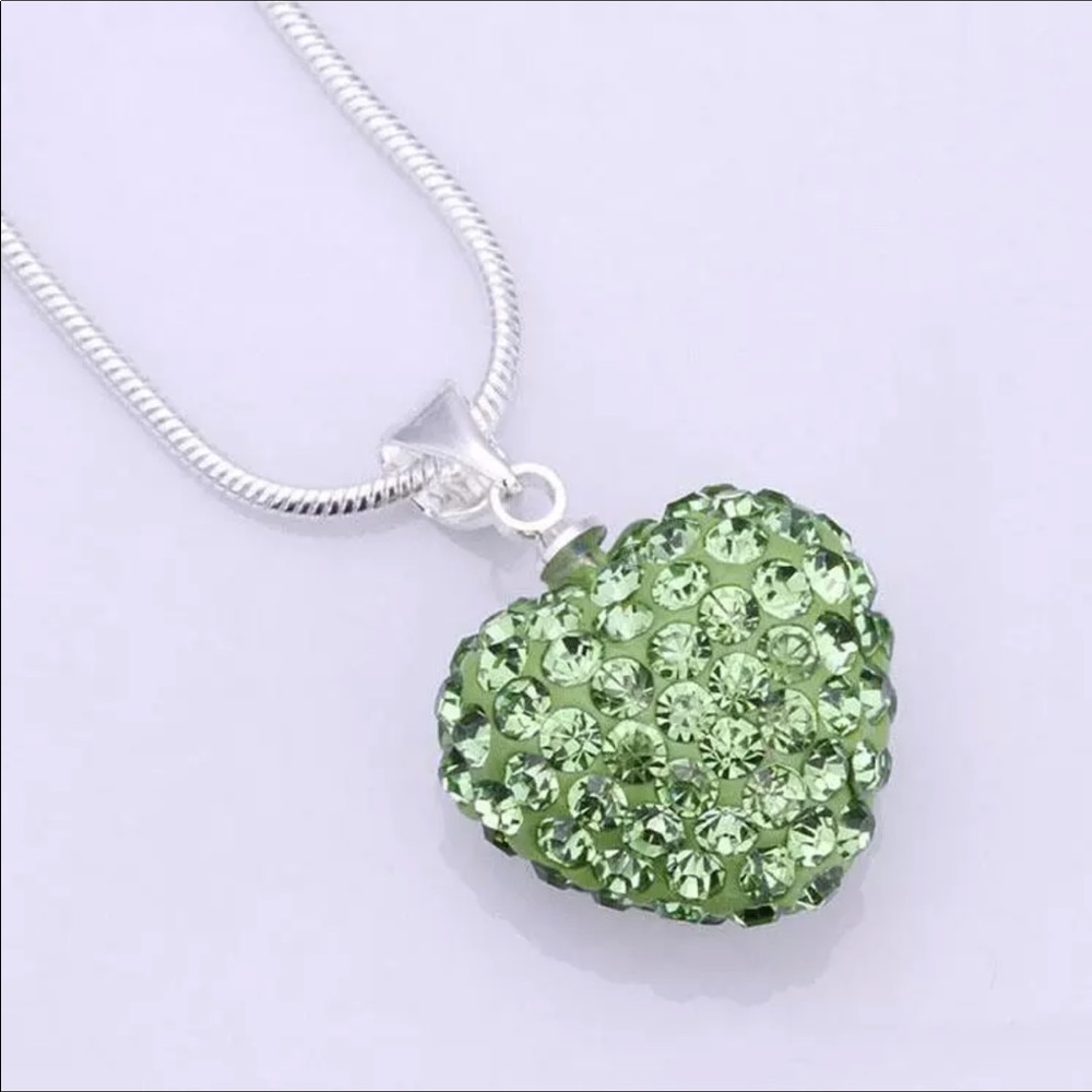 Green Puff Heart Necklace NWT New With Tags